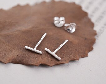 Thin Sterling Silver Bar Ear Studs Earrings Thin Line Ear Studs Thin Bar Earrings Minimalist Earrings