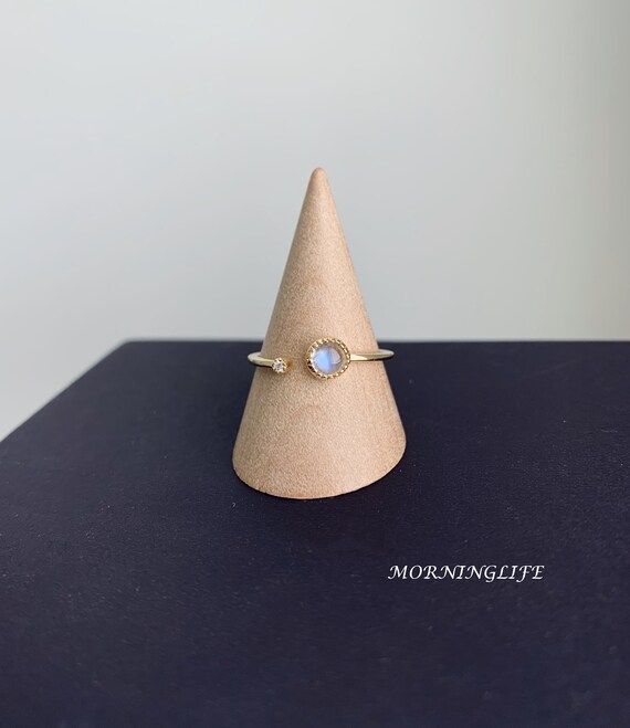 Plated Gold Moonstone Ring Gemstone Ring Silver Ring Dainty Stackable Ring Picky Ring Moonstone Jewelry Blue Moonstone Minimalist Ring