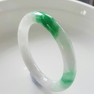 56mm Burmese Type A Icy Translucent Sunbright Vein Green Traditional Round Jadeite Jade Bangle