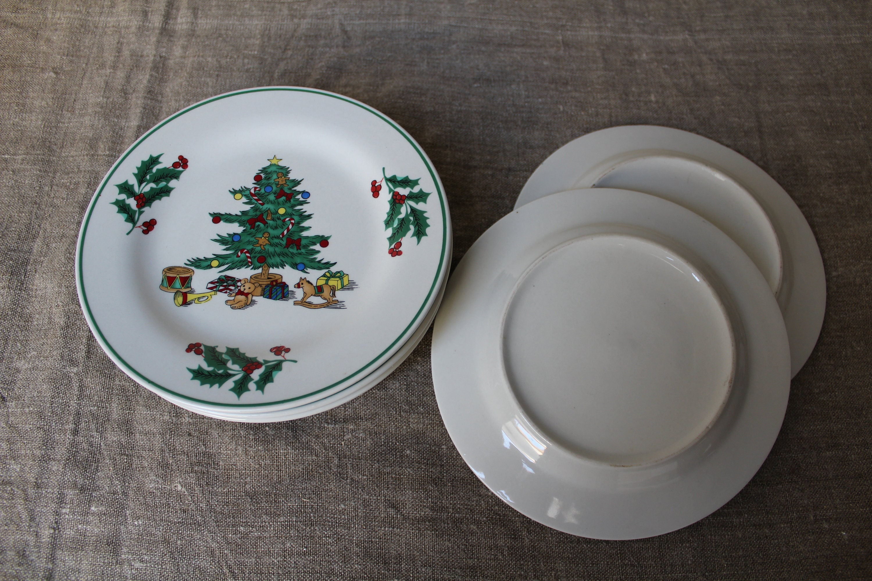 Vintage East German Christmas Tree Dessert / Salad Plates Set Etsy