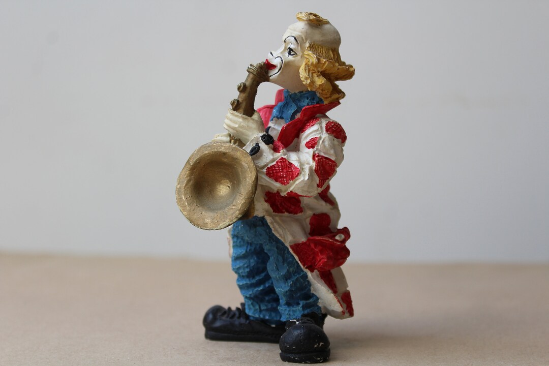 Vintage Musical Clown Figurine Hand Painted Ceramic Clown Etsy