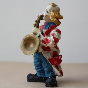 Vintage Musical Clown Figurine  Hand Painted  Ceramic Clown  Figurine Figure Clown Knick Knack Collectible Vintage  Stoneware Clown Musician