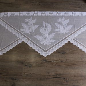 Crochet lace. Cafe curtain. Door curtain. Window curtain. Valance. French vintage. French country decor. Farmhouse decor. French linens.