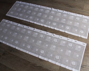 Juego de 2 cortinas francesas. Cortina campestre. Estilo shabby chic. Decoración de ventanas. Cortina con encaje. Cenefa para ventana. Cortina vintage. Cenefa vintage.