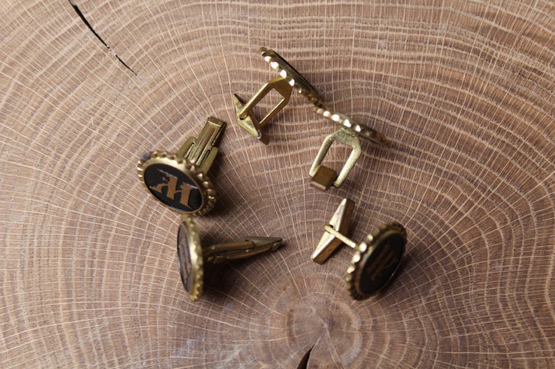 Gold cufflinks Men/'s Christmas Gift Men/'s cufflinks Wedding cufflinks Bestman cufflinks Set 5 Vintage gold metal cufflinks Art Nouveau