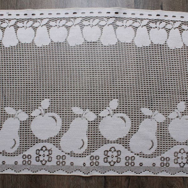 Crochet lace. Cafe curtain. Door curtain. French country decor. Window curtain. Valance. French vintage. Farmhouse decor. French linens.
