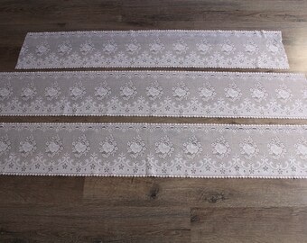 Ensemble de 3 rideaux français. Rideau campagnard . Shabby-chic. Décoration de fenêtre. Rideau avec dentelle. Lambrequin de fenêtre. rideau vintage. cantonnière vintage