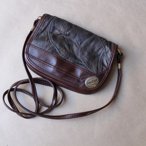 Bolso de mano de cuero vintage con patchwork, bolso de mano marrón para mujer, cartera organizadora de viaje de cuero marrón, patchwork de cuero, bolso de hombro, bolso minimalista, bolso de día