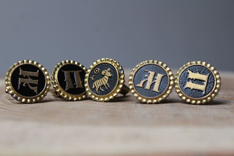 Gold cufflinks Men/'s Christmas Gift Men/'s cufflinks Wedding cufflinks Bestman cufflinks Set 5 Vintage gold metal cufflinks Art Nouveau