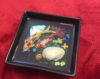 Miniature koi pond : red and orange koi