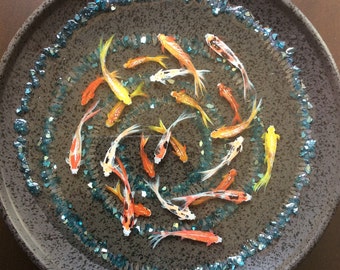 Miniature koi pond in resin
