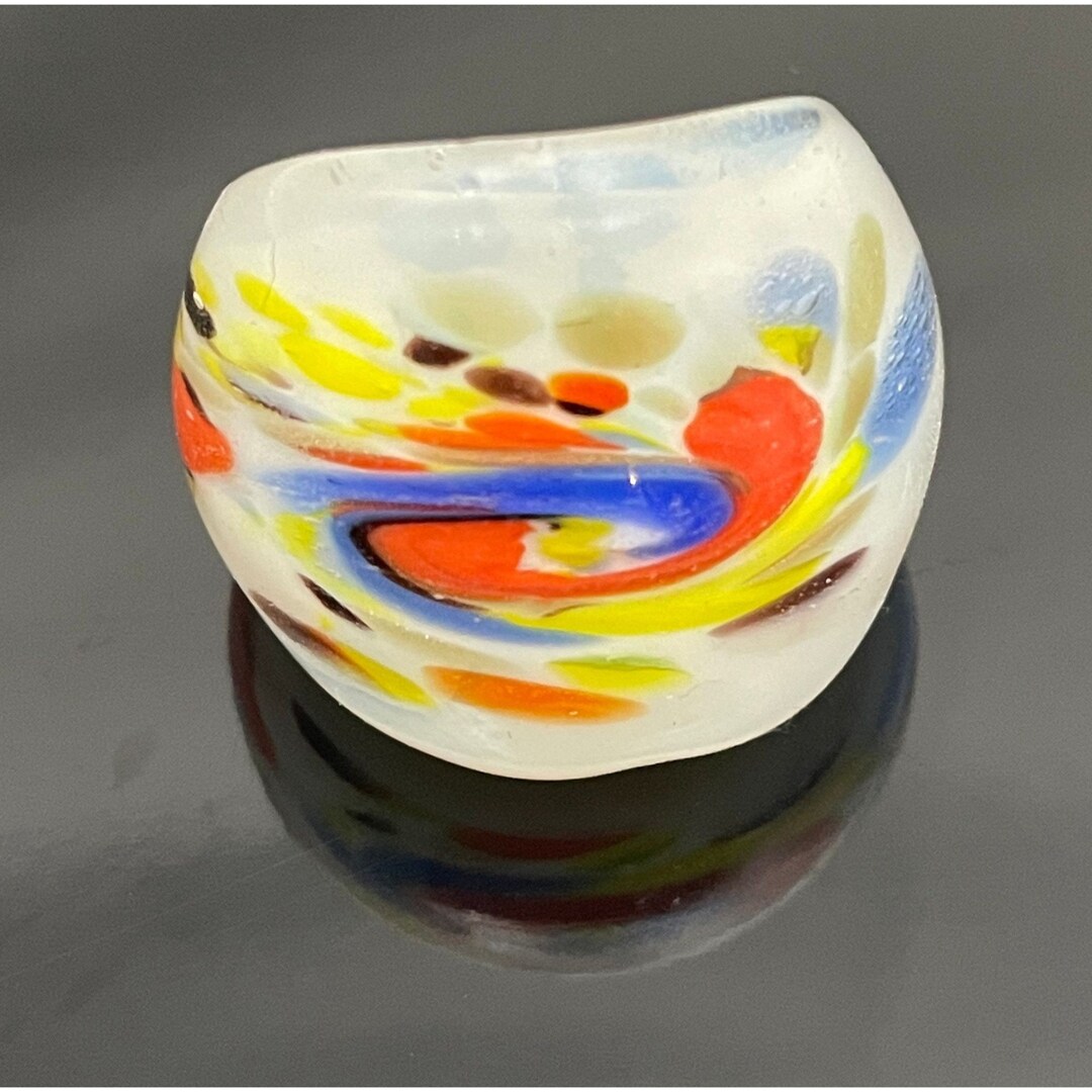 Vintage Glass Mod Ring, Chunky Statement Ring, Vintage 90s Y2K Glass