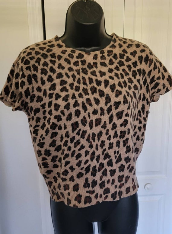 Carole Little Knitwear Cheetah print short sleeve 