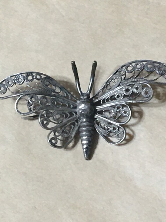 Sterling silver Filigree Butterfly pin