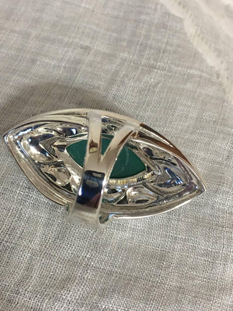 Green Agate and Marcasite ring