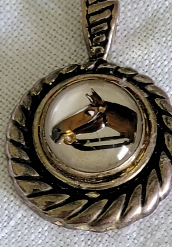 Vintage horse head in glass pendant - image 5
