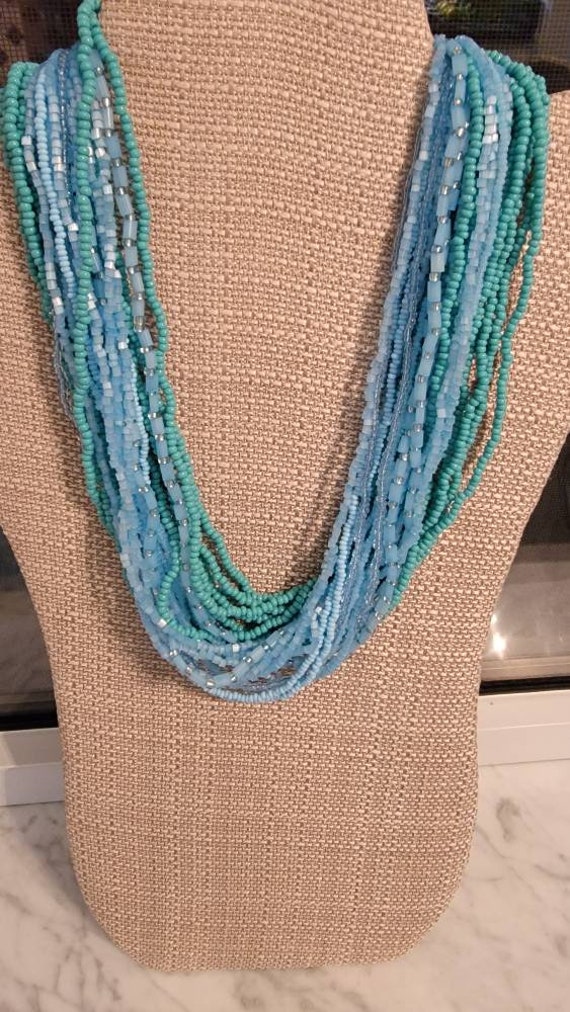 Vintage multi strand Bohemian beaded necklace - image 1