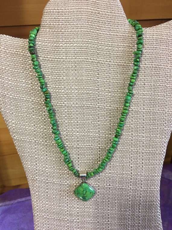 Green turquoise pendant with green turquoise chip