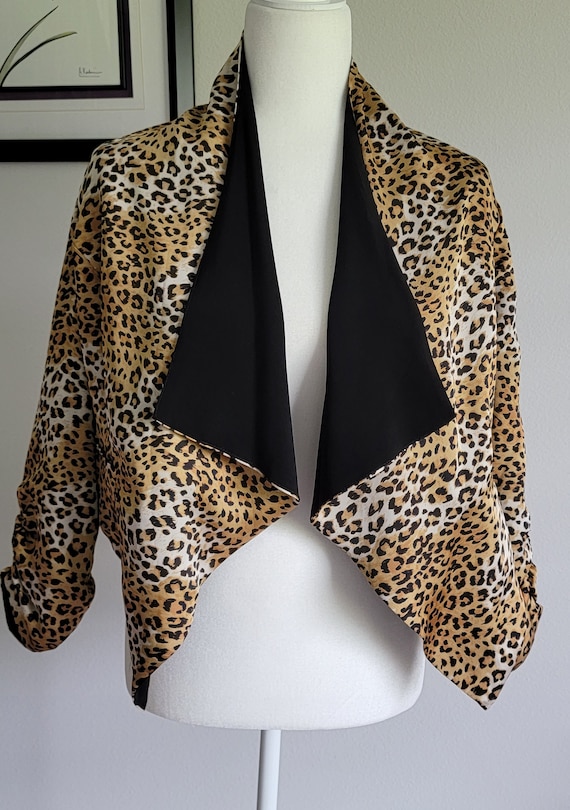 Cheetah print reversible open jacket