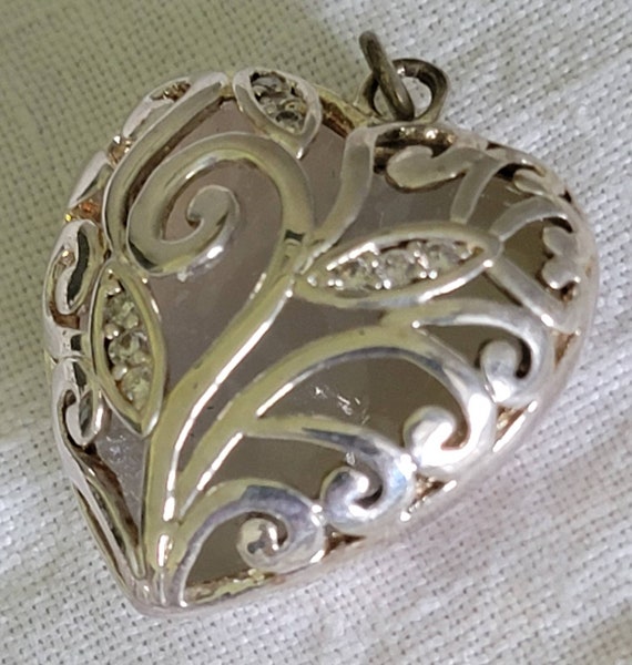 Rhodium Plated Sterling Silver Heart Pendant