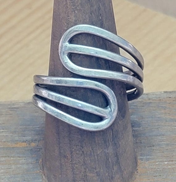 Silver open spoon ring - image 1