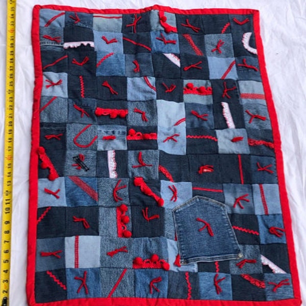 Lot De 50 Tops De Couette En Jean - Taille "Lap Size" - Non Finis - Fait Main Aux États-Unis