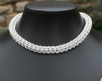 Persian weave handmade silver filled necklace
