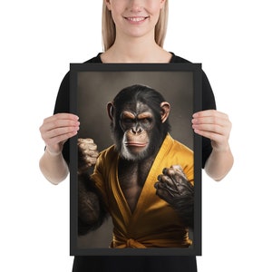 Chimp-Fu Showdown Ape Mixed Martial Arts Gi Wearing MMA Schimpanse Bruce Lee Möchtegern Gerahmtes Digital Gedrucktes Fotopapier Poster
