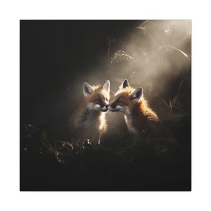 Fox Cubs Playing Canvas