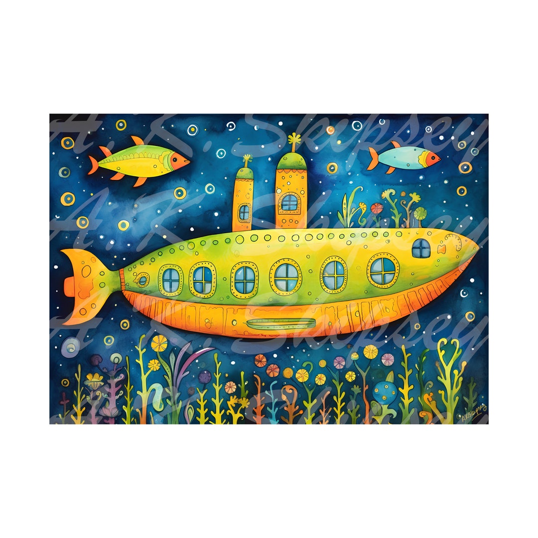 The Yellow Submarine Art Print Submarine Print Colourful Art Etsy UK