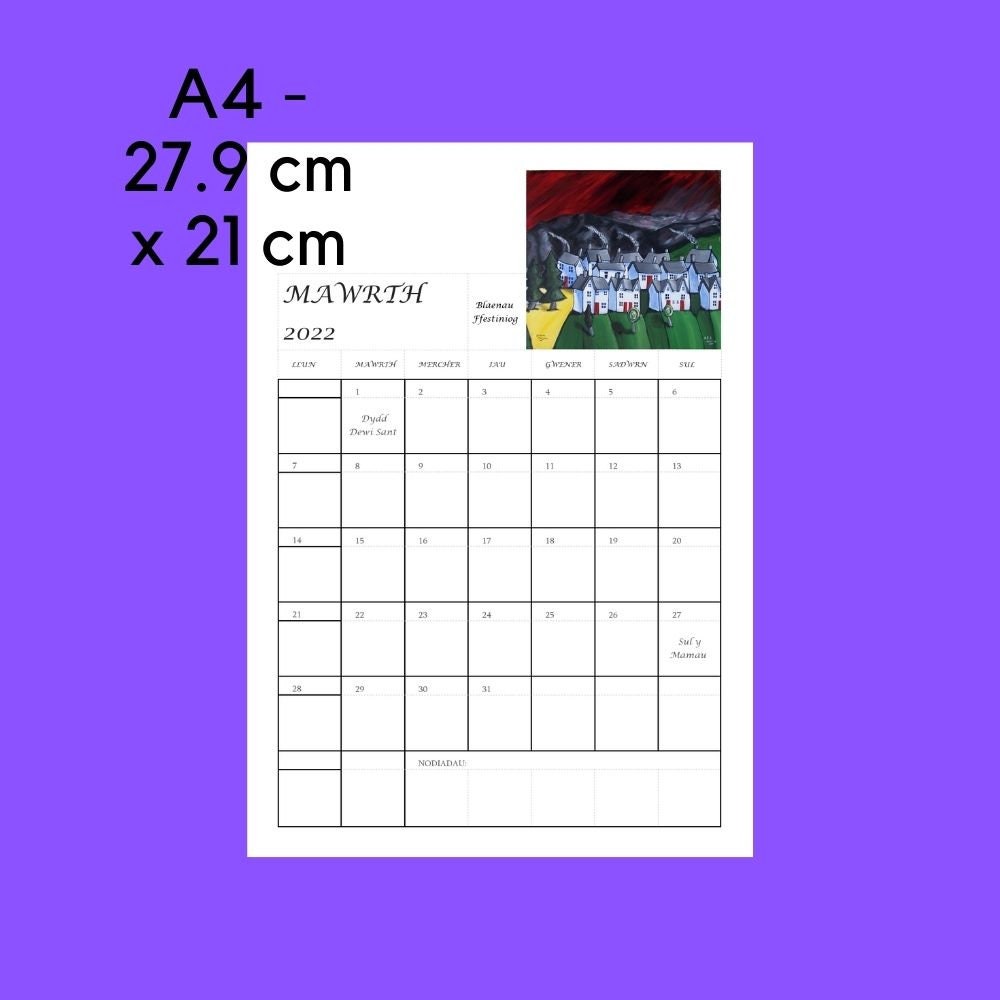 Welsh language calendar 2022 Calendr 2022 bundle Welsh | Etsy