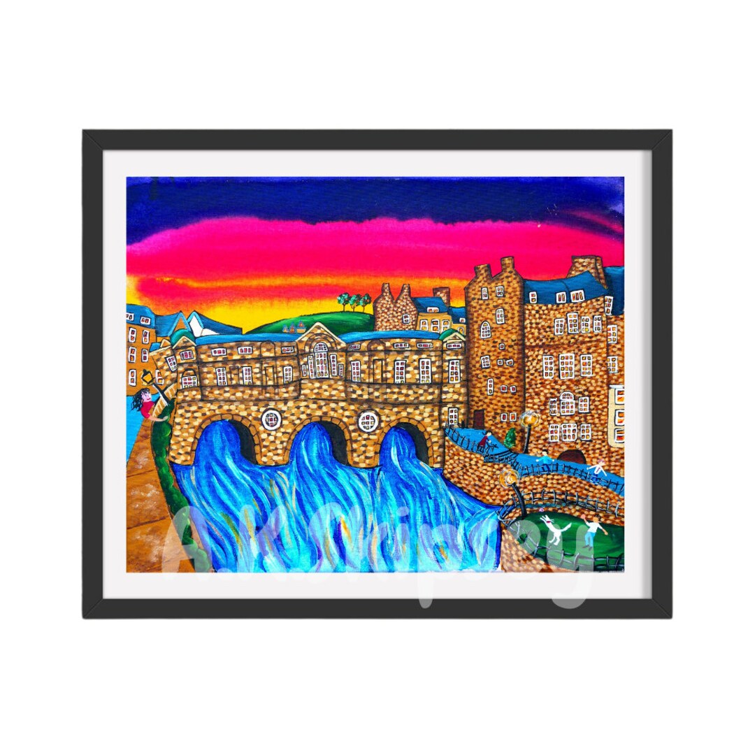 Pulteney Bridge Bath, Bath Skyline Poster, Bath City Art, Avon River