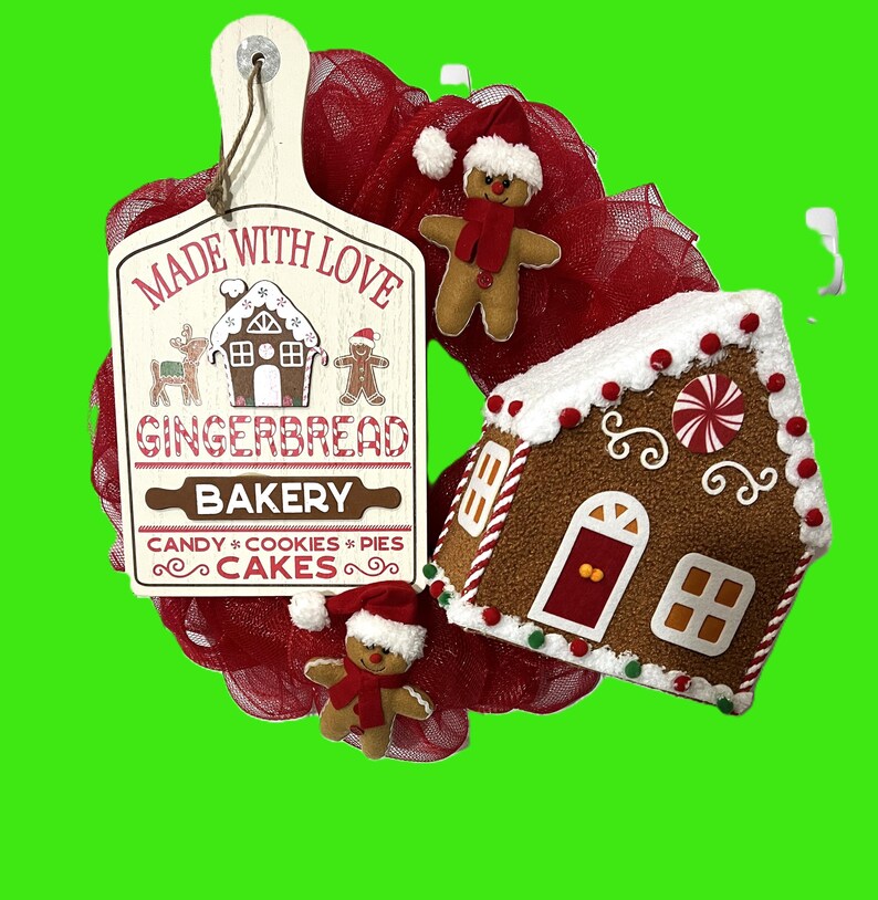 Gingerbread House Christmas Wreath, Deco Mesh Holiday Decor - Etsy