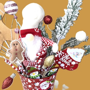 Whimsical centerpiece, Christmas table centerpiece, holiday centerpiece, winter centerpiece, deco Mesh, Holiday Centerpiece, Gnome