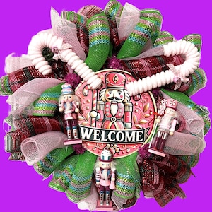 Think Pink Christmas Wreath, Nutcracker wreath, Glam Nutcracker wreath, Christmas wreath, traditional Nutcracker wreath,