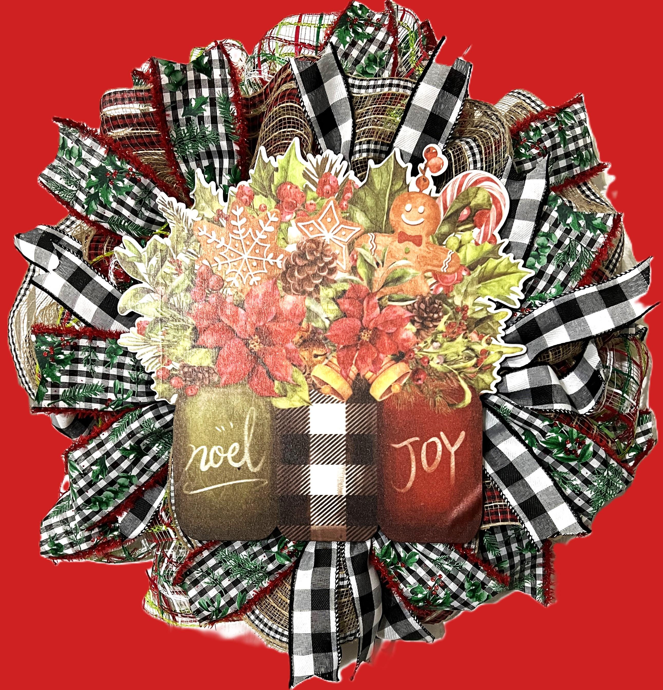 Deco Mesh Buffalo Plaid Christmas Wreath. Christmas wreath, mesh Christmas wreath, holiday wreaths, holiday wreath, Christmas decor