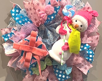 Whimsical Snowman Christmas Wreath: Handmade Winter Door Decor