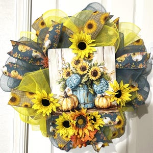 Fall Wreath, Farmhouse decor, Pumpkin decor, deco mesh wreath, fall decor, Welcome Wreath, Thanksgiving Fall Home Decor, Autunm Wreath,