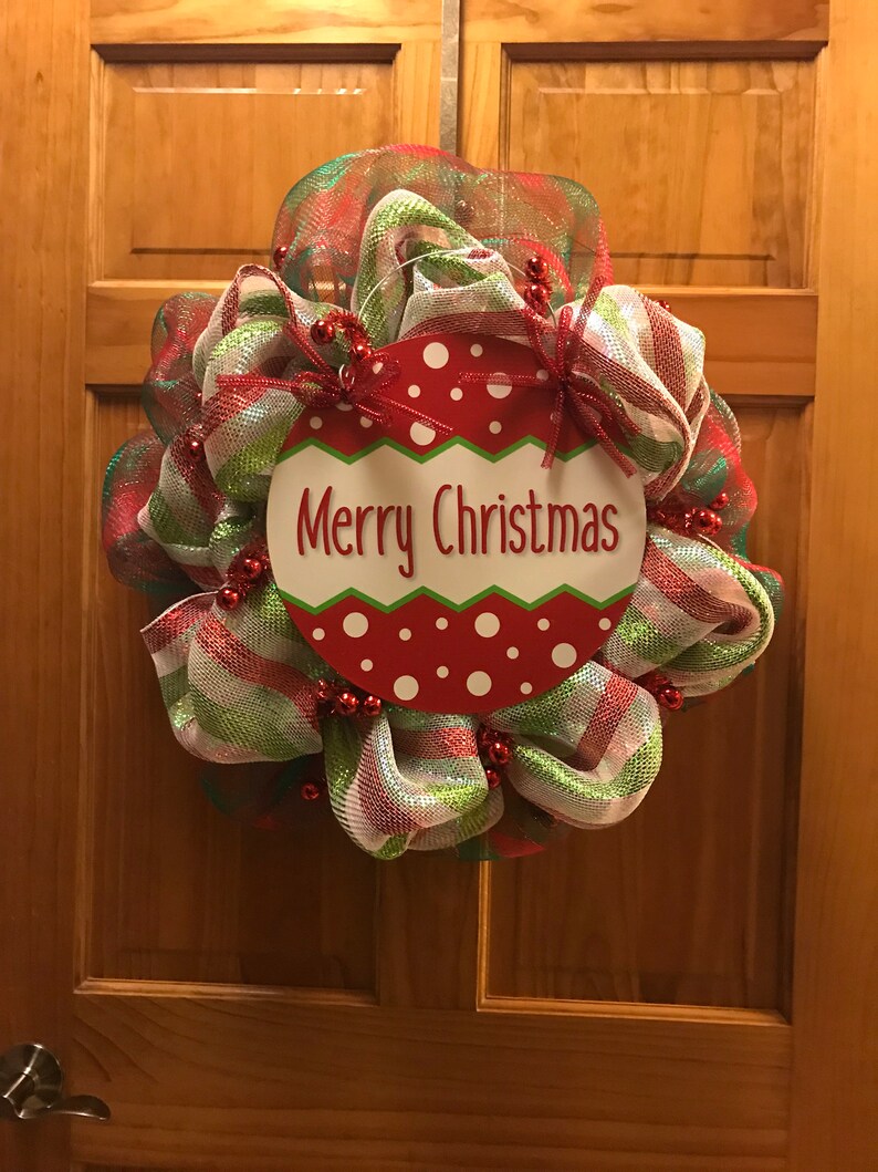 Merry Christmas Deco Mesh Wreath Christmas Deco Mesh Wreath Etsy