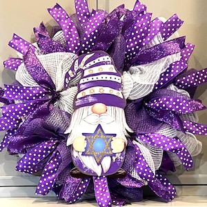 Hanukkah Gnome Wreath: Blue & Silver Holiday Decor