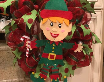 Elf Christmas Wreath: Holiday Front Door Decor
