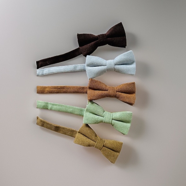 Kids Bow Ties, Solid Color Bow Tie for Boy, Boys Bowtie, Toddler Bow Ties, Baby Bow Tie, Brown, Sage Green, Blue