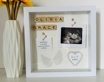 Personalized Baby Memorial Gift / Infant Loss Frame for Parents / Miscarriage Keepsake with Angel Wings