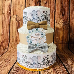 Little Peanut Baby Shower Gift Elephant Diaper Cake Little Peanut on the Way  Personalized sign Baby Shower Centerpiece
