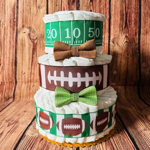 FOOTBALL diaper cake baby shower gift for baby boy or girl Sport themed baby shower Touch Down baby shower theme