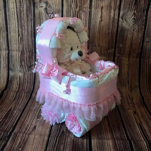 Baby Shower Gift / Girl Pink Diaper Carriage