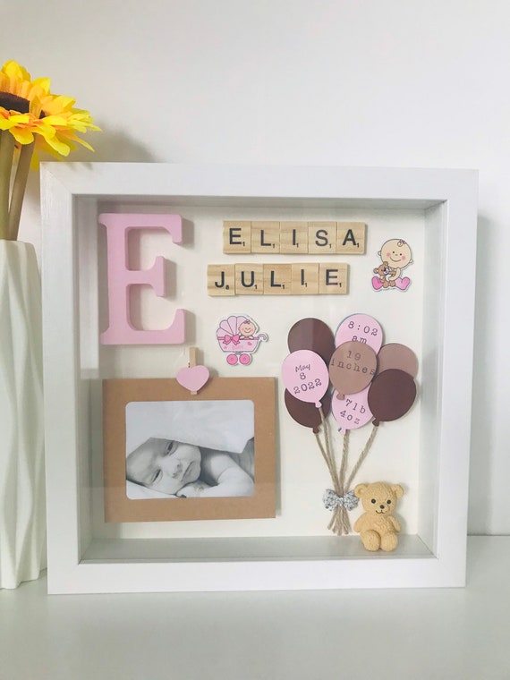 Baby Girl Shadow Box Layout, Baby Girl Scrapbook Page, Mother's Day Gift  Idea
