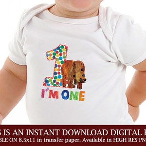 brown bear / brown bear/ birthday / shirt / printable / tshirt / iron on / transfer / I&#39;m one / first / 1st / instant / download / digital