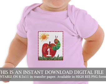 Very / hungry / caterpillar / iron on / shirt / printable / FIRST / 1ST /birthday / outfit / instant / download / digital / I'm ONE / tshirt