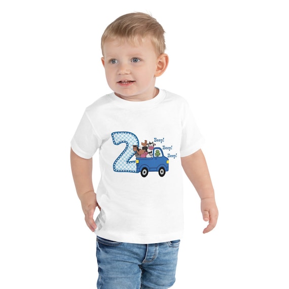 Blue Truck 2nd Birthday Shirt, Farm Party Outfit Direct to garment print